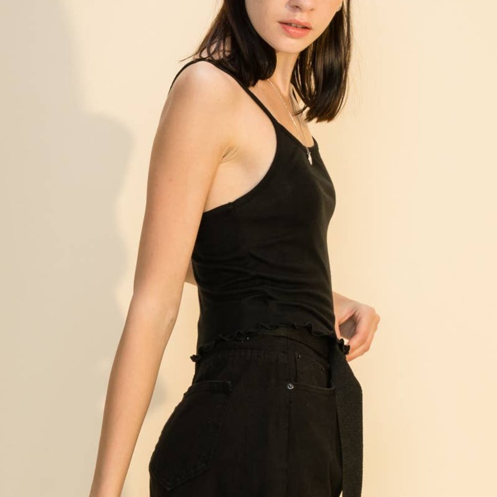 Lettuce Hem Crop Cami Top - Picture 2 of 3